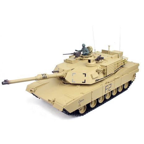 RC tank 1/16 RC M1A2 Abrams sand BB+IR 2.4GHz  met schietfunctie rook en geluid en IR en metal tracks 1116039182