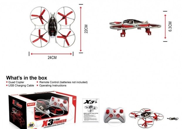 RC Quadcopter Syma X 3 2.4 GHz 4-kanaals 24 cm 4