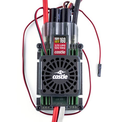 Castle - Phoenix Edge 160 HV-F - Hoog-vermogen Air-Heli High Voltage Brushless regelaar - Cooling Fan - Datalogging - Telemetrie mogelijkheid - Aux. kabel - 6-12S - 160A - Opto