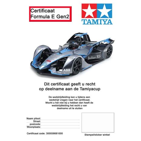 RC auto Tamiya 58681 TC-01 Chassis 1/10 Formula E Gen2 met certificaat