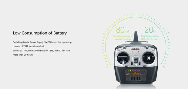 Zenderset RadioLink T8FB+R8EF 2.4GHz 8CH Transmitter & Receiver & OTG line MODE 2