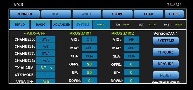 Zenderset RadioLink T8FB+R8EF 2.4GHz 8CH Transmitter & Receiver & OTG line MODE 2