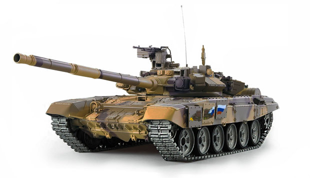 RC tank 23119 Panzer T-90 2.4GHZ  pro-line Control edition rook geluid IR/BB metal tracks, loop en geleidewielen