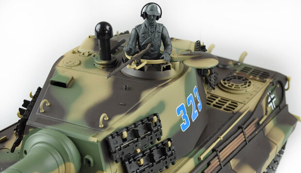 RC tank 23110 Köningstiger henschelturm 2.4GHZ pro-line met schietfunctie rook en geluid IR/BB V7.0 uitvoering metal tracks en loop en geleidewielen