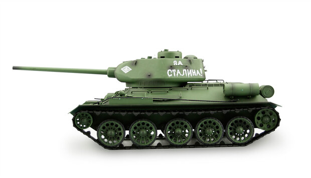 RC tank Russische T34/85 2,4 GHz  1:16  IR/BB 2.4 GHZ rook en geluid V7.0