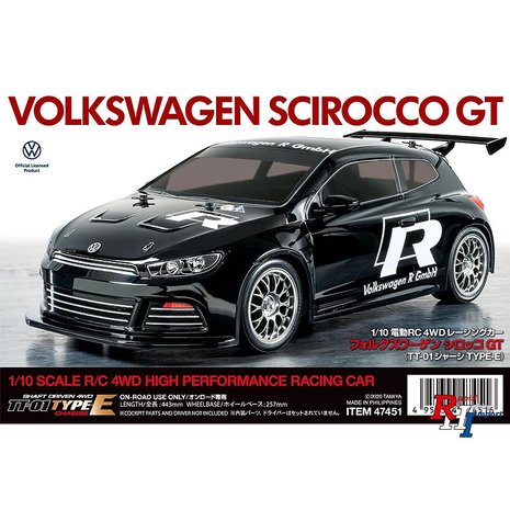 RC auto bouwpakket 47451 1/10 R/C Volkswagen Scirocco GT TT-01 Type-E  