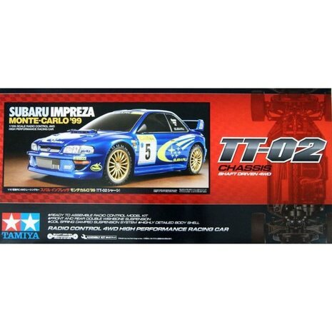 RC on the  road auto Tamiya bouwpakket 58631 1/10 Impreza Monte-Carlo 99 TT-02