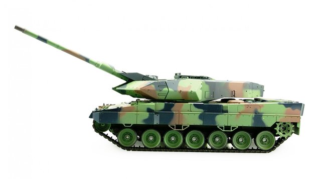 RC tank Leopard 2A6 V7.0 2.4GHZ IR/BB met schietfunctie rook en geluid en luxe houten kist