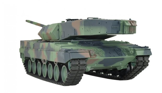 RC tank Leopard 2A6 V7.0 2.4GHZ IR/BB met schietfunctie rook en geluid en luxe houten kist