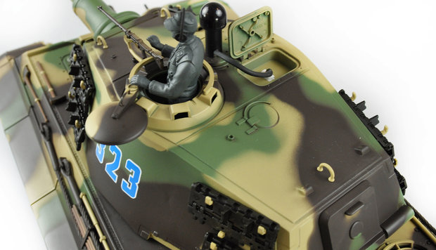 RC tank Kingtiger met Henschel koepel 2.4GHZ IR/BB V7.0 met rook en geluid en luxe houten kist