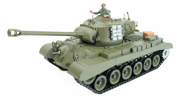 RC tank Pershing M26-Snow Leopard 2.4Ghz met met rook en geluid IR/BB V7.0 en luxe houten kist