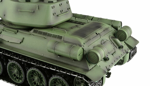 RC tank Russische T34/85 advanced line 2,4 GHz  1:16  IR/BB 2.4 GHZ rook en geluid V7.0 in luxe houten kist