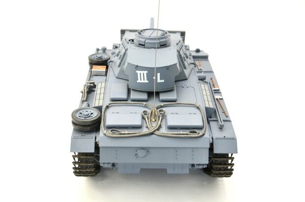 RC tank RC Panzer "Kampfwagen III 1:16 Heng Long, rook en geluid, metalen gearbox, 2,4Ghz, V7.0 Pro uitvoering
