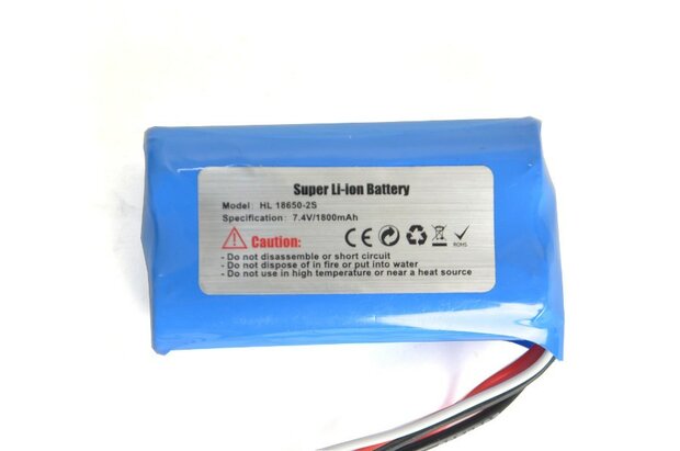 Li-on accu 7,4 V 1800 mAh  mini Tamiya aansluiting voor henglong tanks V6.0 / V7.0 uitvoeringen