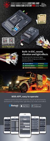 Rc container truck sound en verlichtings set 28969 GT Power Container Truck Light and Voice Vibration System Pro (EU-Trucks)