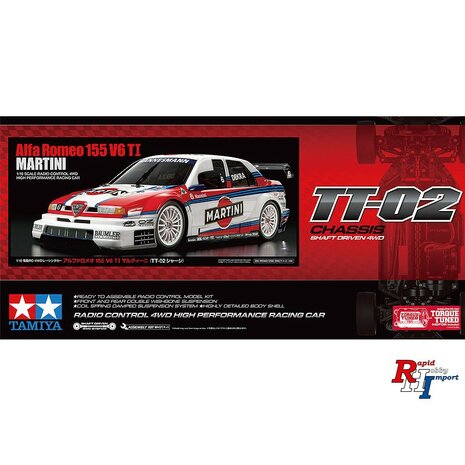 RC auto 58606 1/10 RC Alfa Romeo 155 V6 TI Martini (TT02) met certificaat bouwpakket