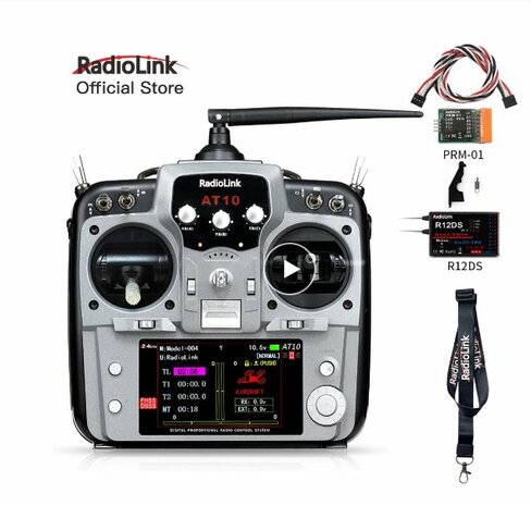 Zenderset RadioLink AT10 II  2.4Ghz Includes 12 Channel Receiver and Telemetry Module kleur grijs