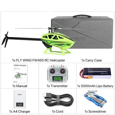 RC helicopter flywing FW450-V3 kleur wit of groen