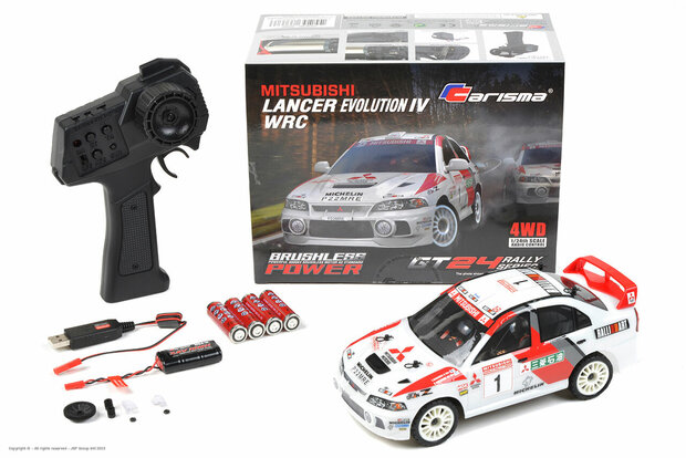 RC auto Carisma Racing - GT24 Mitsubishi Lancer Evo 4 WRC - 4WD - Brushless - RTR - 1/24 CA86868