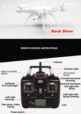 RC Quadcopter Syma X5SW FPV 2.4 GHZ met  HD camera zwart