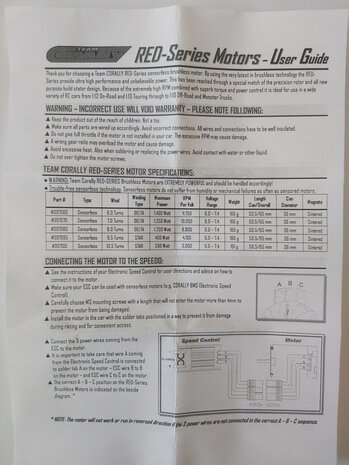397080 Corelly Red series brushless motor sensorless 8T 