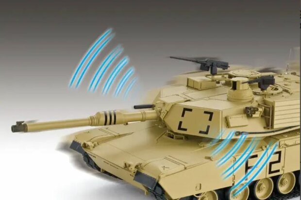 RC tank 1/16 RC Tank “M1A2 Abrams” 1:16 Heng Long - Rook & Geluid, stalen tandwielen, metalen rupsbanden en metalen wielen, 2,4 GHz V7.0 – PRO met RRZ