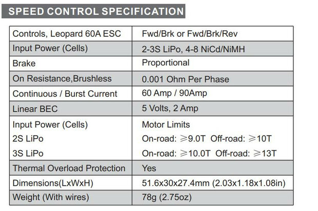 Skyrc SK-300042-04 60A ESC Leopard V2 12.0R 3300KV Combo Set for 1/10 Car