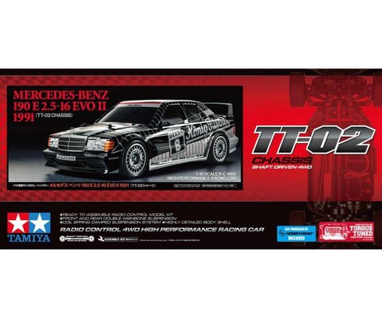 47525 1:10 RC M-B 190E Evo II K&ouml;-Pi. TT-02 Painted Body bouwpakket