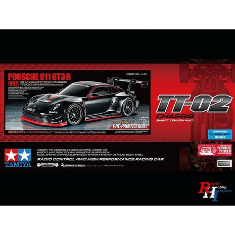47512 1:10 RC Porsche 911 GT3R (992) TT-02 pre-painted body bouwpakket