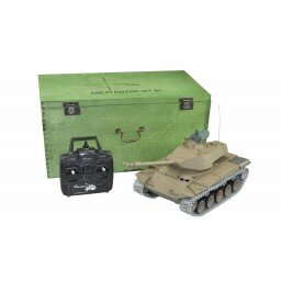 RC tank  M41 WALKER BULLDOG 2.4GHZ rook en geluid metaalaandrijving en metalen tracks IR/BB V7.0 in luxe houten kist