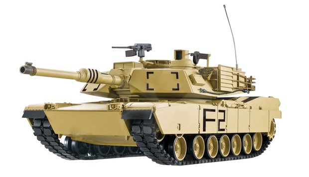 RC tank Abrams M1A2 2.4GHZ  met schietfunctie rook en geluid IR/BB en houten transport kist TK7.0