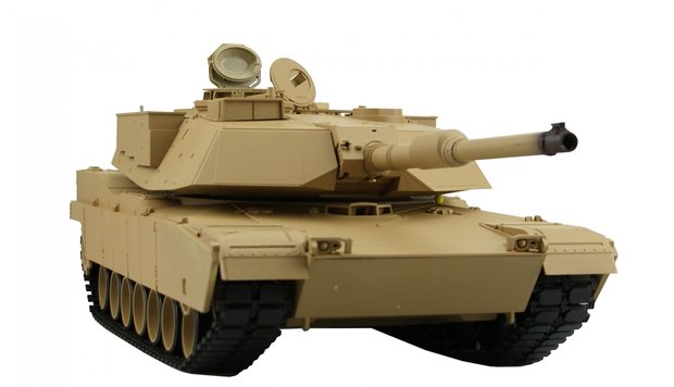 RC tank Abrams M1A2 2.4GHZ  met schietfunctie rook en geluid IR/BB en houten transport kist TK7.0