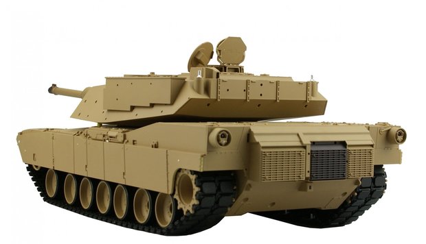 RC tank Abrams M1A2 2.4GHZ  met schietfunctie rook en geluid IR/BB en houten transport kist TK7.0