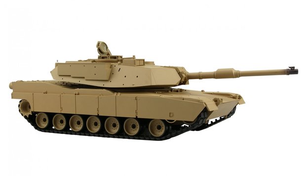 RC tank Abrams M1A2 2.4GHZ  met schietfunctie rook en geluid IR/BB en houten transport kist TK7.0