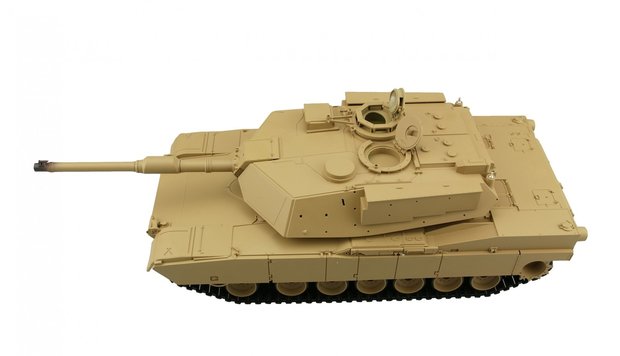 RC tank Abrams M1A2 2.4GHZ  met schietfunctie rook en geluid IR/BB en houten transport kist TK7.0