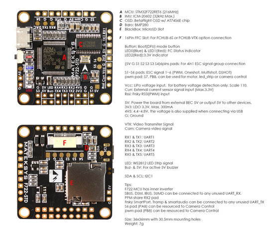 Matek      Flight Controller F722-STD