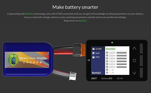 ISDT BattGo BG-8S Battery Meter, LCD Display Digital Battery Capacity Checker Battery Balancer Battery Tester for LiPo/Life/Li-ion/NiMH/Nicd