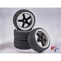 RC-banden-on-the-road--set-4-banden-met-velg-900165-1:10-Wheel-Set-5-sp.-Design-(4)-black-white